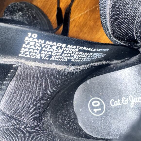 Cat And Jack Khloe Combat Boots, Black And Glitter Kids Size 10 Velvet Laced NEW - Picture 6 of 7